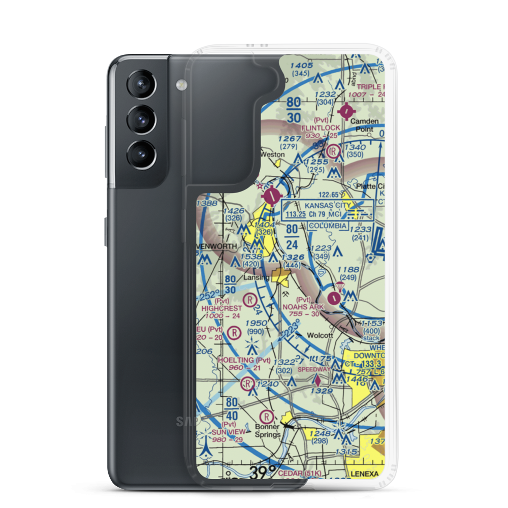 Mount Muncie Airport (72KS) VFR Sectional Samsung Case Samsung Galaxy S21 model shown