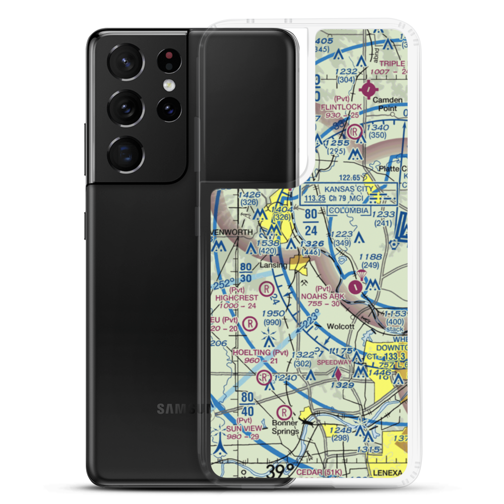 Mount Muncie Airport (72KS) VFR Sectional Samsung Case Samsung Galaxy S21 Ultra model shown