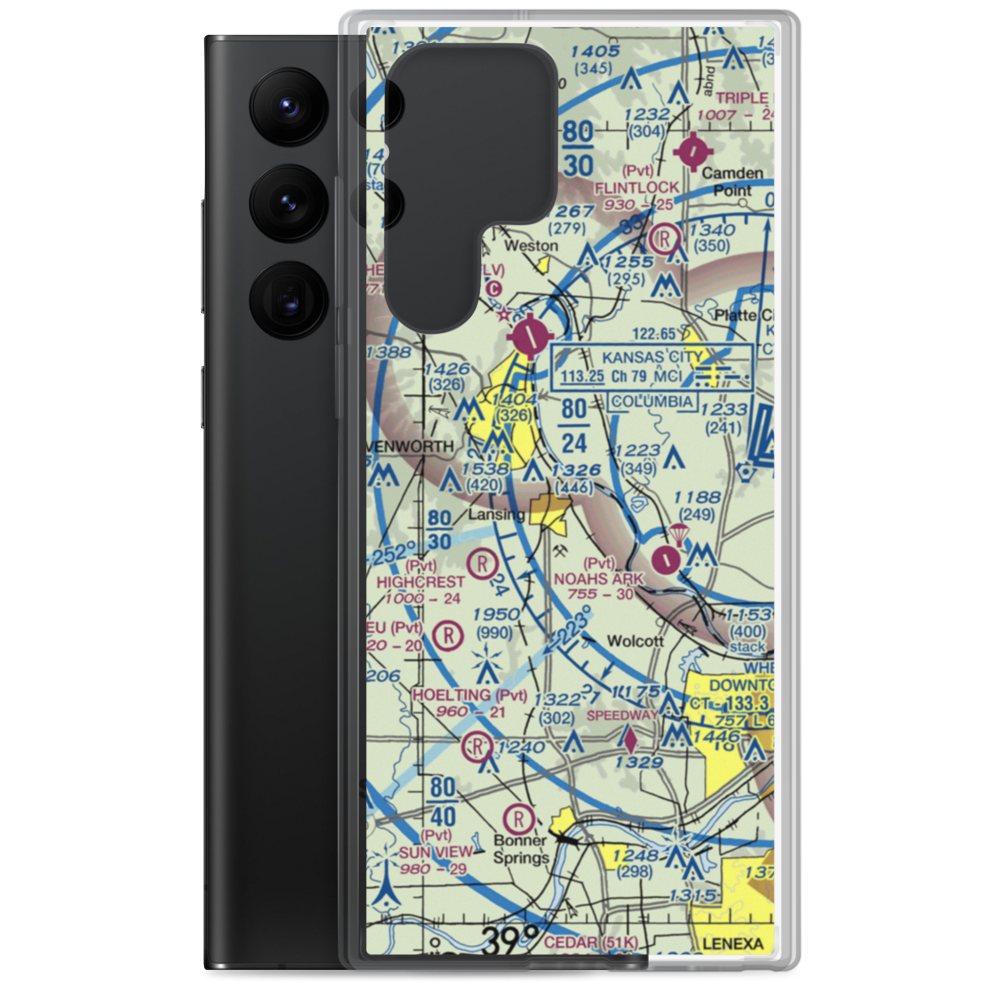 Mount Muncie Airport (72KS) VFR Sectional Samsung Case Samsung Galaxy S22 Ultra model shown