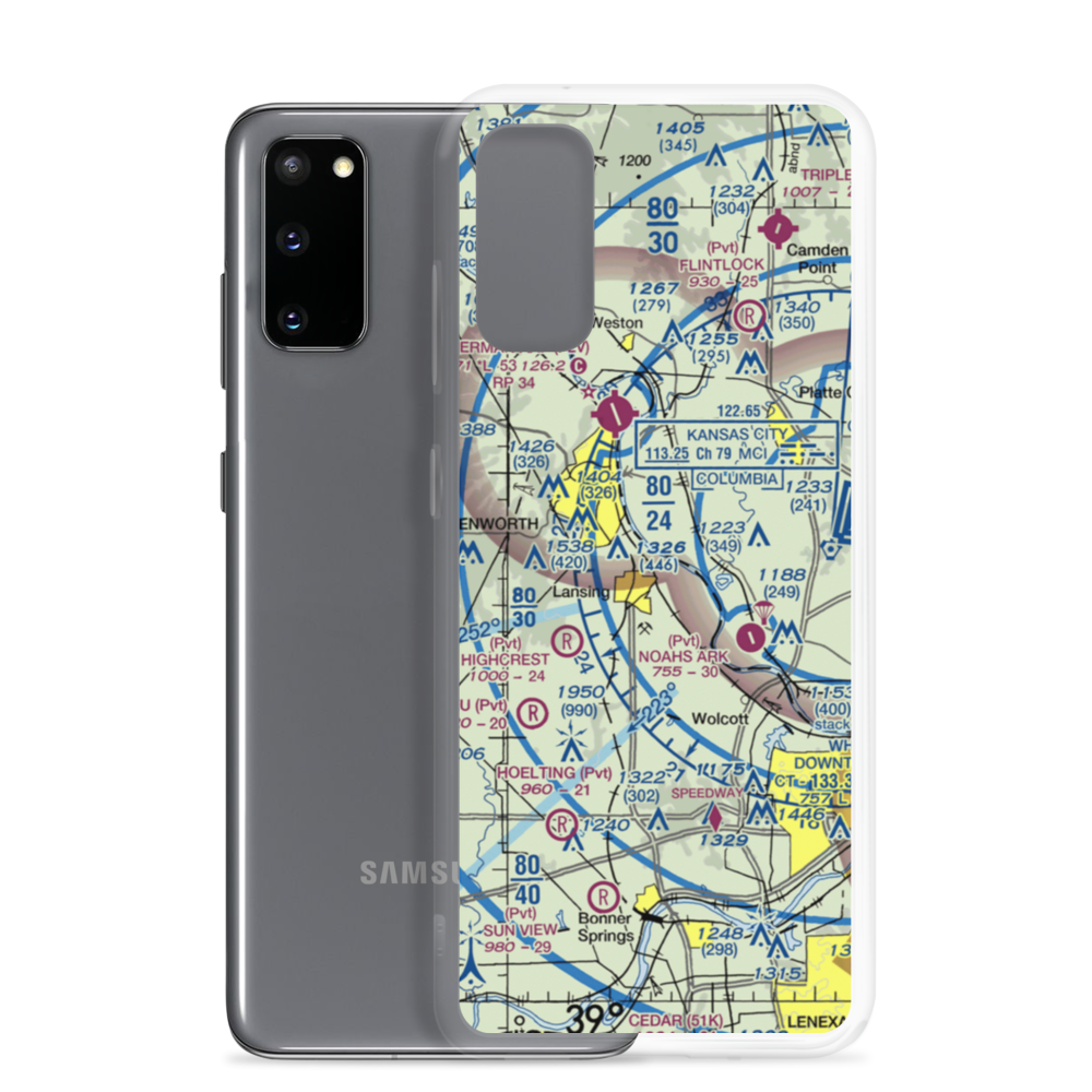 Mount Muncie Airport (72KS) VFR Sectional Samsung Case Samsung Galaxy S20 model shown