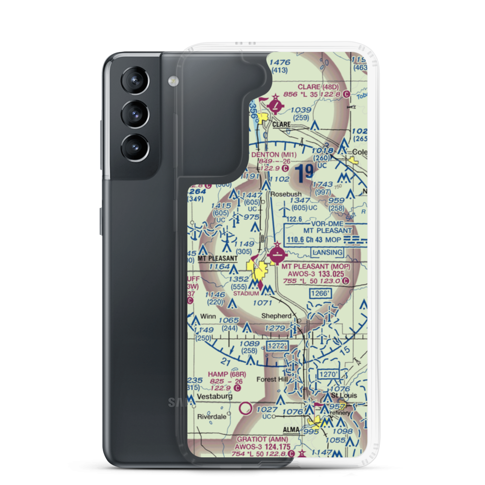 Mount Pleasant Municipal Airport (MOP) VFR Sectional Samsung Case Samsung Galaxy S21 model shown