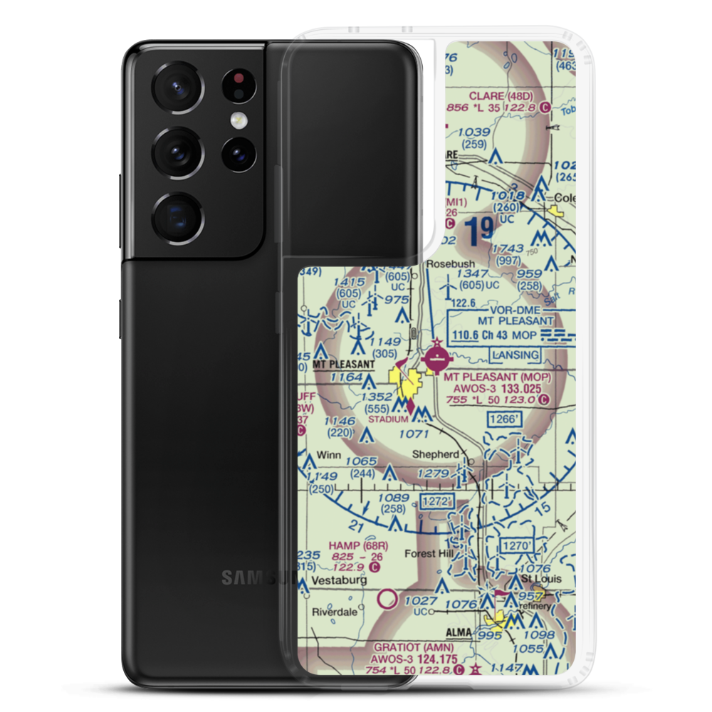 Mount Pleasant Municipal Airport (MOP) VFR Sectional Samsung Case Samsung Galaxy S21 Ultra model shown
