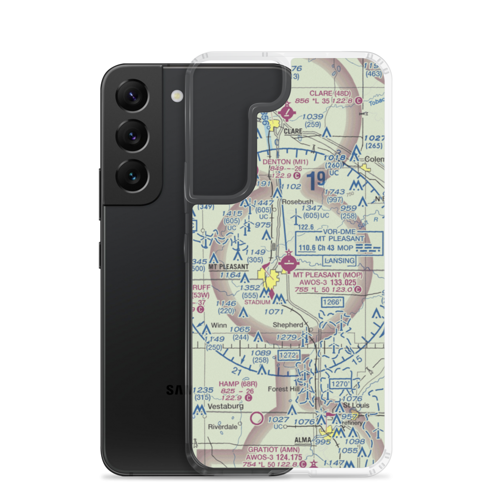 Mount Pleasant Municipal Airport (MOP) VFR Sectional Samsung Case Samsung Galaxy S22 model shown