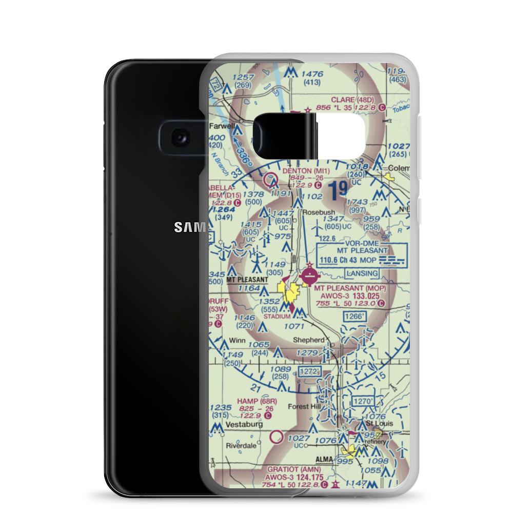 Mount Pleasant Municipal Airport (MOP) VFR Sectional Samsung Case Samsung Galaxy S10e model shown