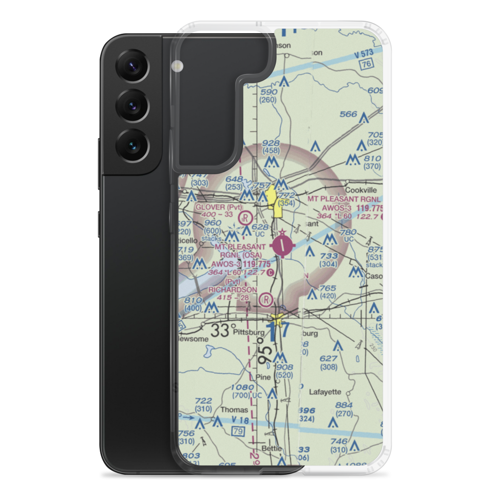 Mount Pleasant Regional Airport (OSA) VFR Sectional Samsung Case Samsung Galaxy S22 Plus model shown