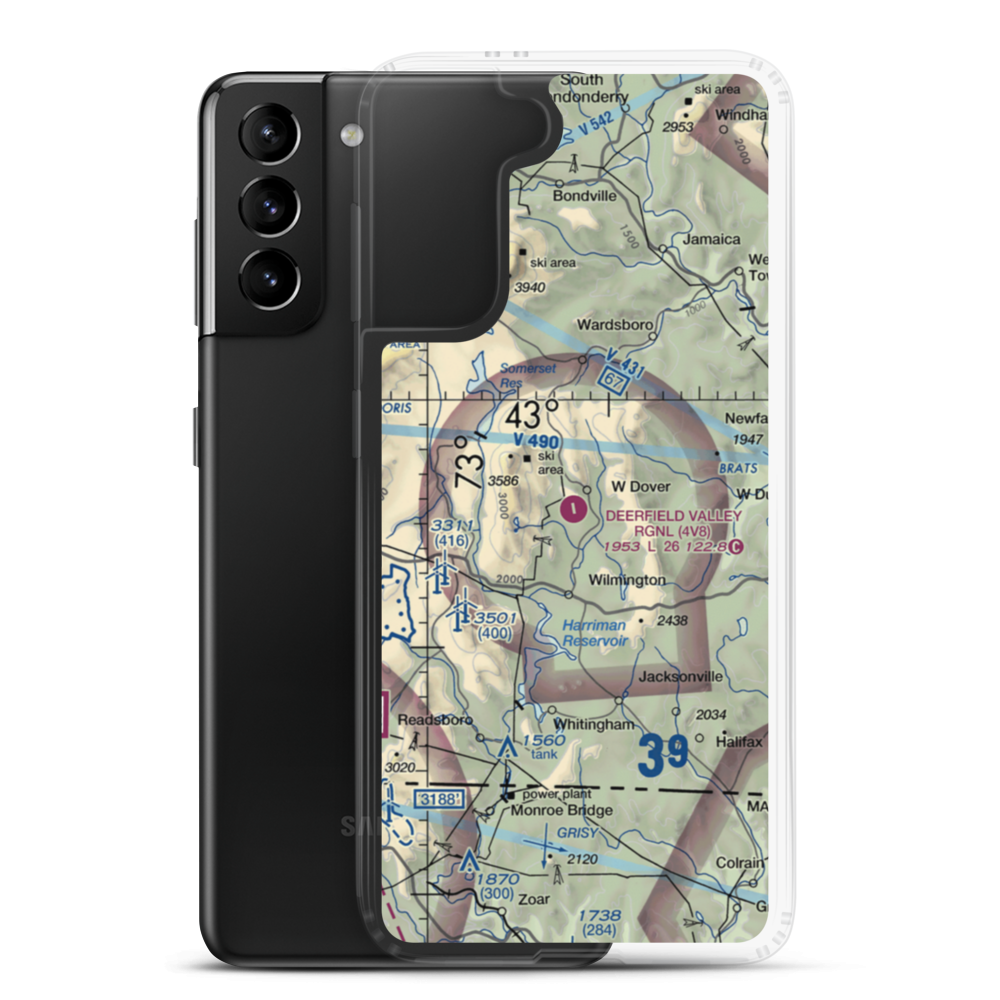 Mount Snow Airport (4V8) VFR Sectional Samsung Case Samsung Galaxy S21 Plus model shown