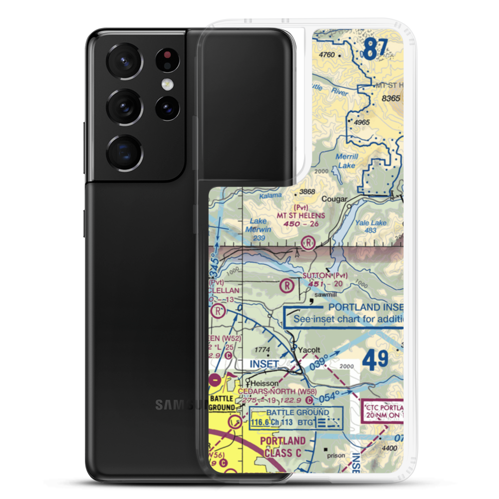 Mount St Helen's Aero Ranch Airport (WN10) VFR Sectional Samsung Case Samsung Galaxy S21 Ultra model shown