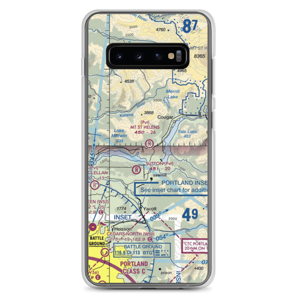 Mount St Helen's Aero Ranch Airport (WN10) VFR Sectional Samsung Case Samsung Galaxy S10+ model shown