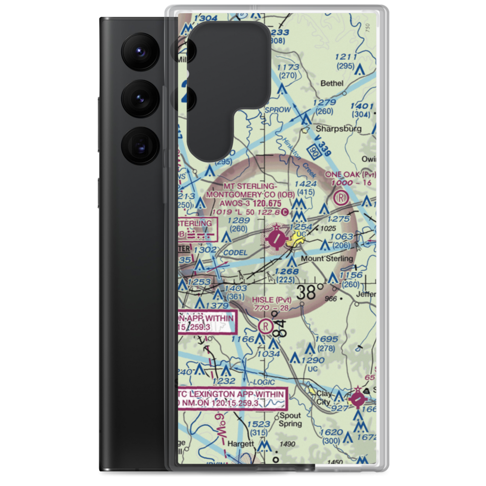 Mount Sterling Montgomery County Airport (IOB) VFR Sectional Samsung Case Samsung Galaxy S22 Ultra model shown