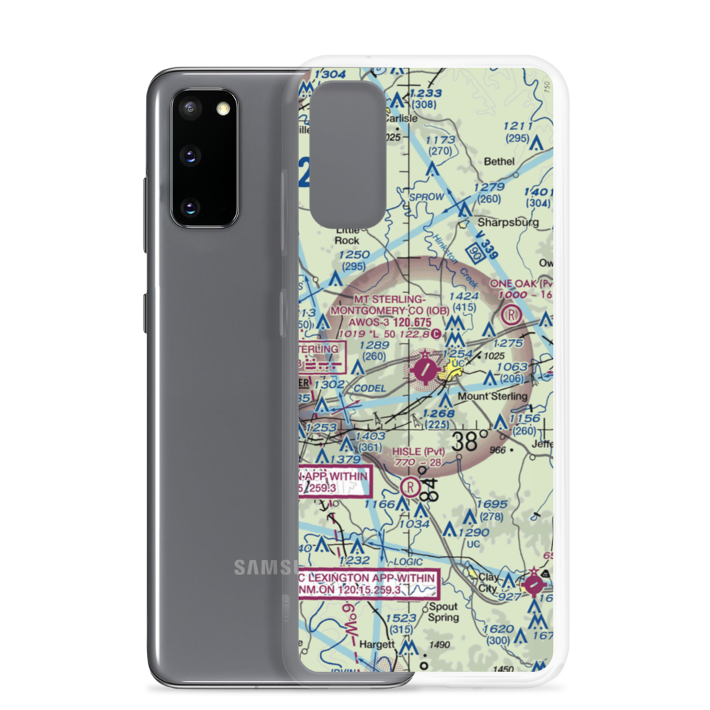 Mount Sterling Montgomery County Airport (IOB) VFR Sectional Samsung Case Samsung Galaxy S20 model shown