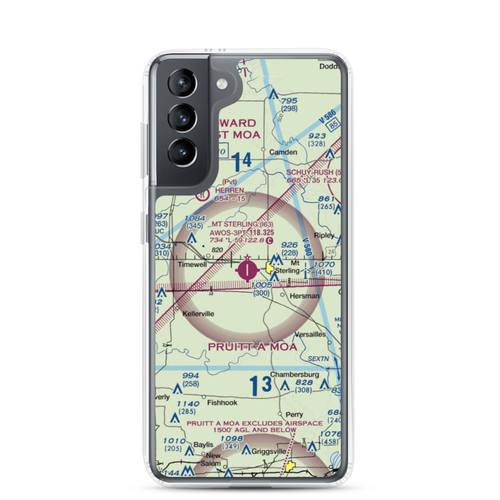 Mount Sterling Municipal Airport (I63) VFR Sectional Samsung Case Samsung Galaxy S21 model shown