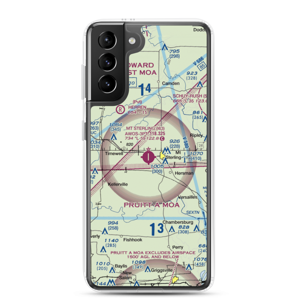 Mount Sterling Municipal Airport (I63) VFR Sectional Samsung Case Samsung Galaxy S21 Plus model shown