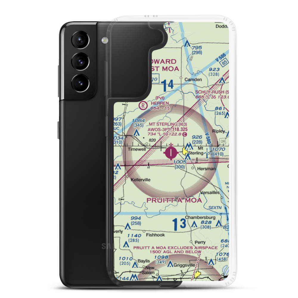 Mount Sterling Municipal Airport (I63) VFR Sectional Samsung Case Samsung Galaxy S21 Plus model shown