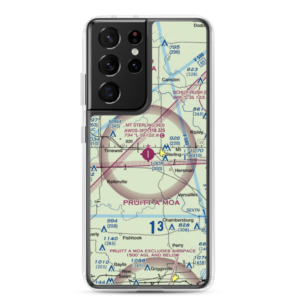 Mount Sterling Municipal Airport (I63) VFR Sectional Samsung Case Samsung Galaxy S21 Ultra model shown