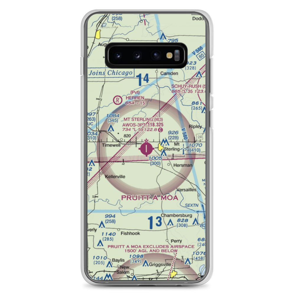 Mount Sterling Municipal Airport (I63) VFR Sectional Samsung Case Samsung Galaxy S10+ model shown