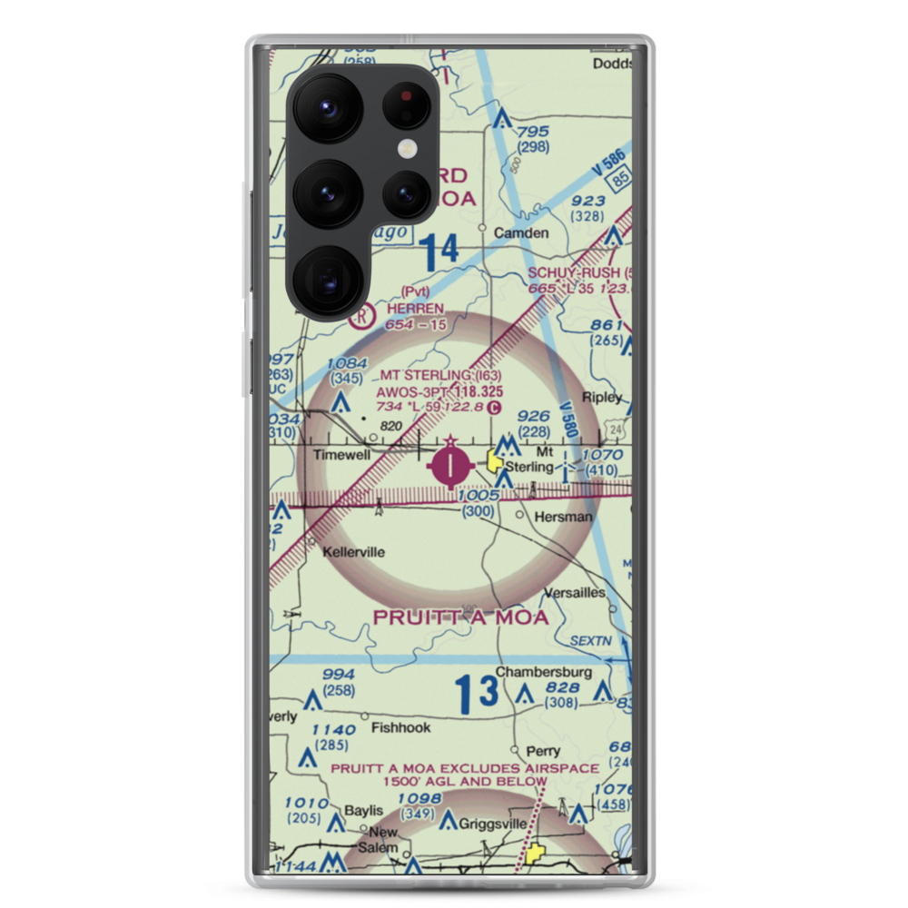 Mount Sterling Municipal Airport (I63) VFR Sectional Samsung Case Samsung Galaxy S22 Ultra model shown