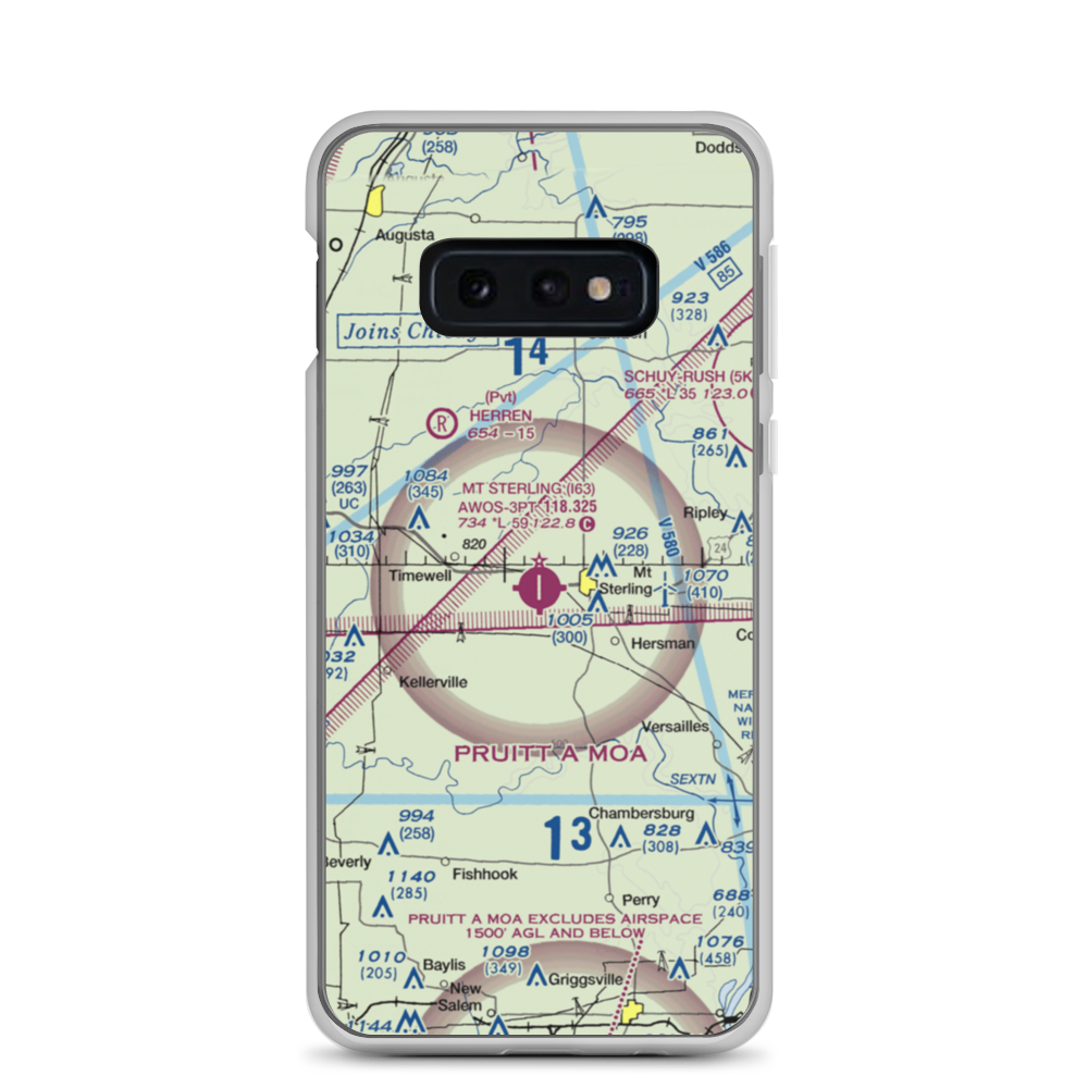 Mount Sterling Municipal Airport (I63) VFR Sectional Samsung Case Samsung Galaxy S10e model shown