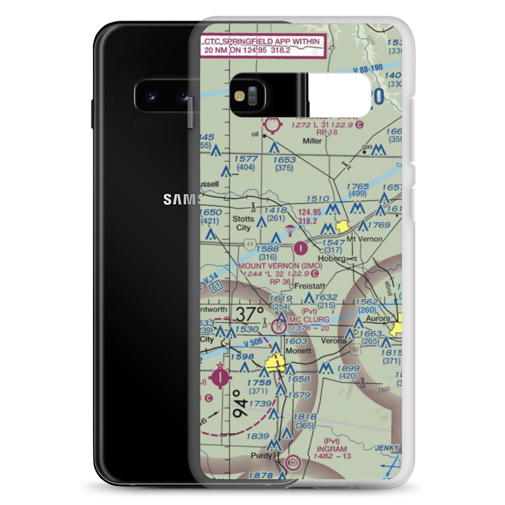 Mount Vernon Municipal Airport (2MO) VFR Sectional Samsung Case Samsung Galaxy S10+ model shown