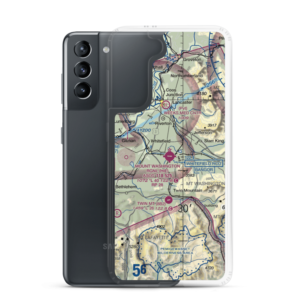 Mount Washington Regional Airport (HIE) VFR Sectional Samsung Case Samsung Galaxy S21 model shown