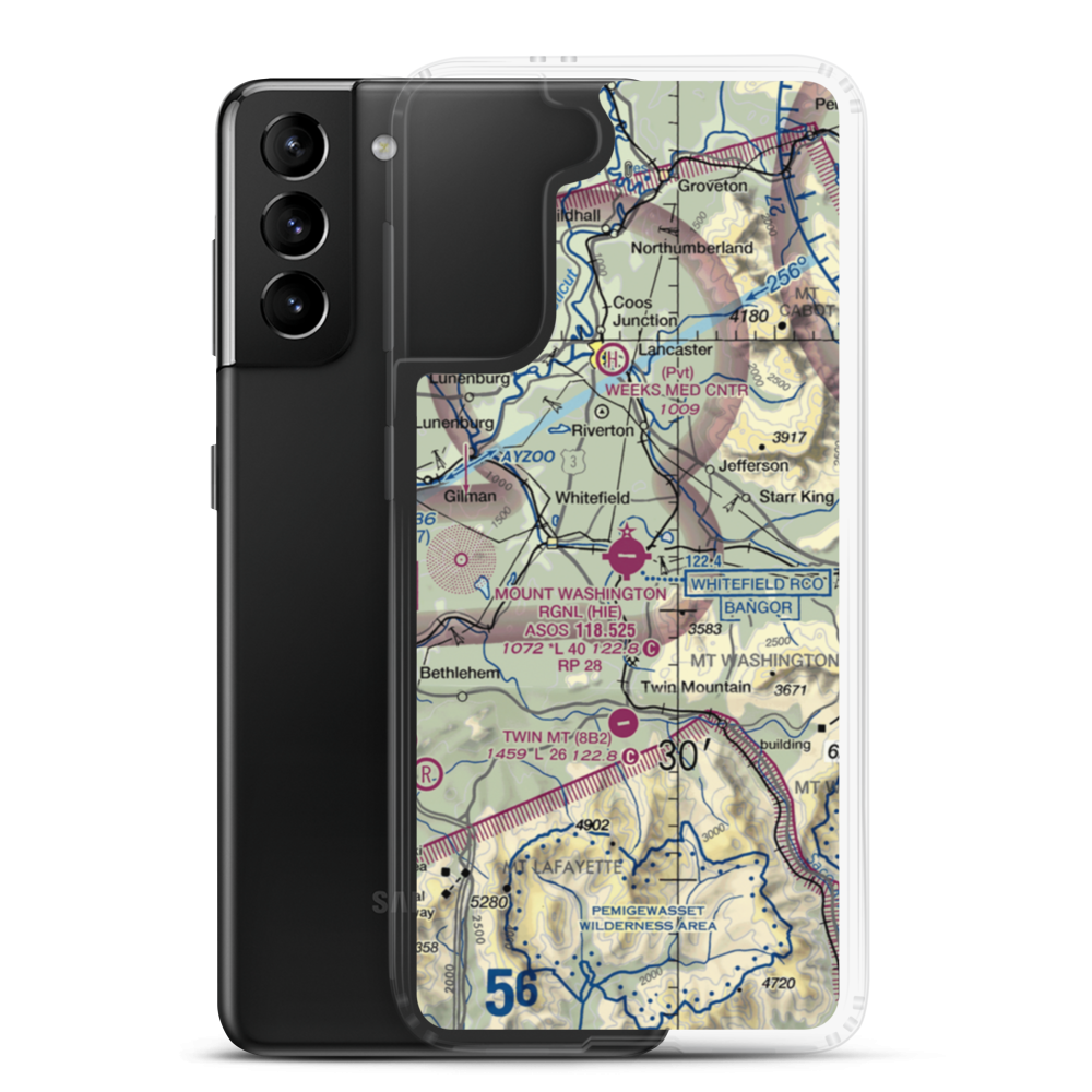 Mount Washington Regional Airport (HIE) VFR Sectional Samsung Case Samsung Galaxy S21 Plus model shown