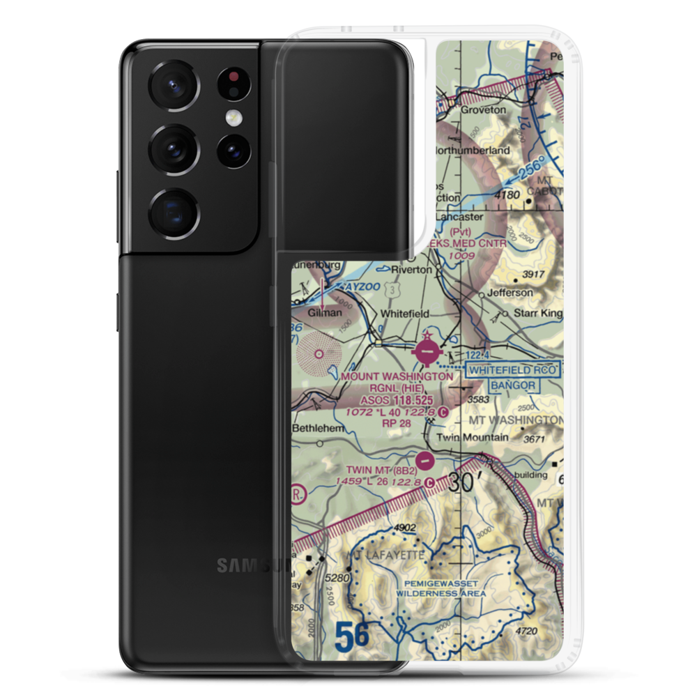 Mount Washington Regional Airport (HIE) VFR Sectional Samsung Case Samsung Galaxy S21 Ultra model shown