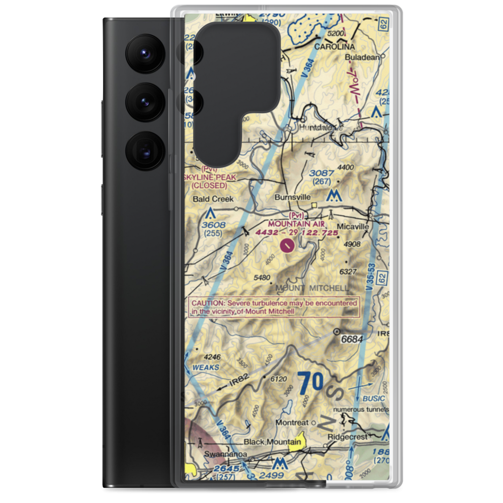 Mountain Air Airport (2NC0) VFR Sectional Samsung Case Samsung Galaxy S22 Ultra model shown