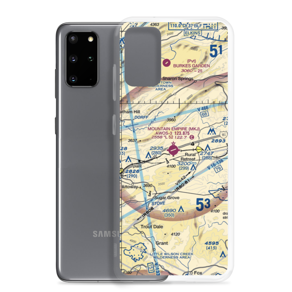 Mountain Empire Airport (MKJ) VFR Sectional Samsung Case Samsung Galaxy S20 Plus model shown