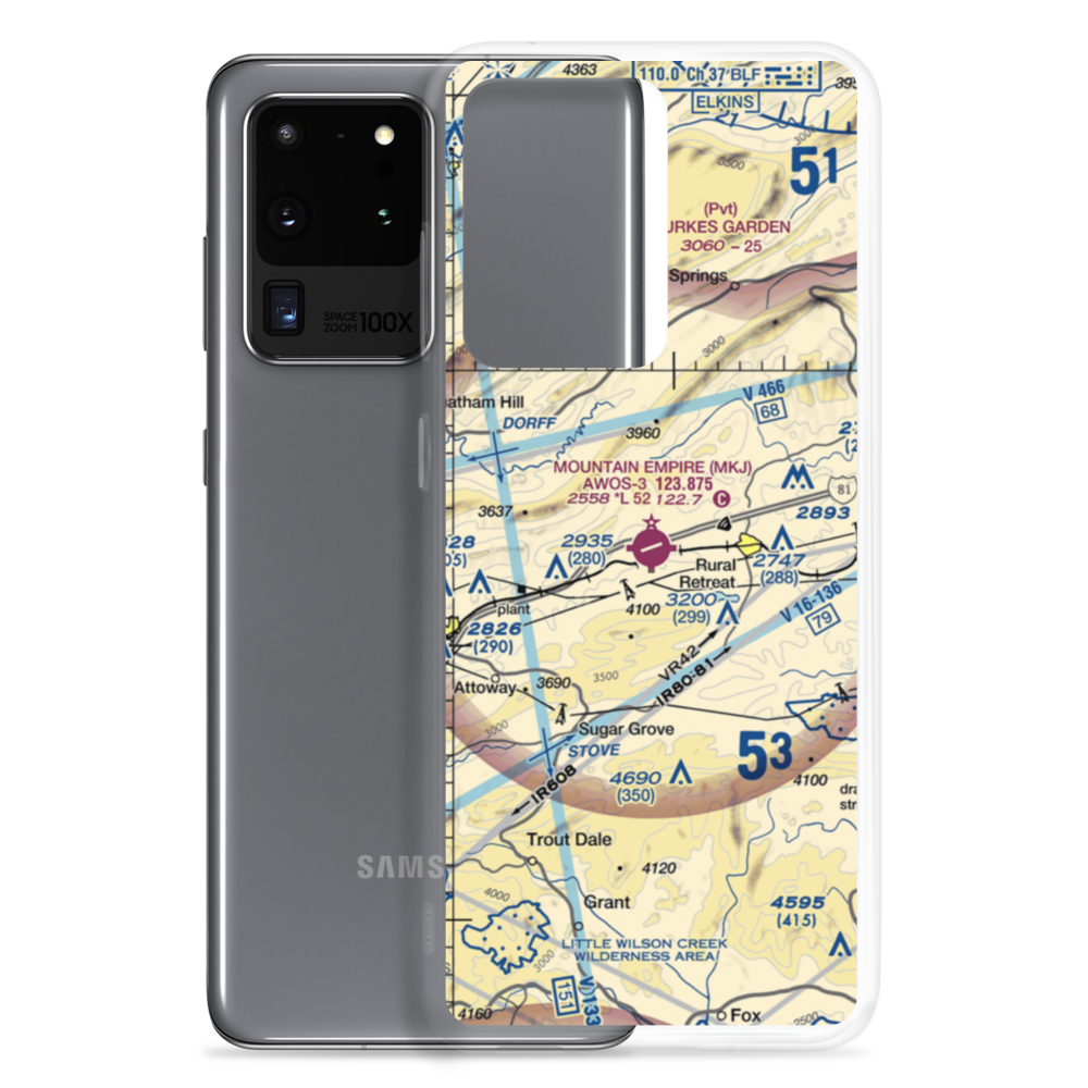 Mountain Empire Airport (MKJ) VFR Sectional Samsung Case Samsung Galaxy S20 Ultra model shown