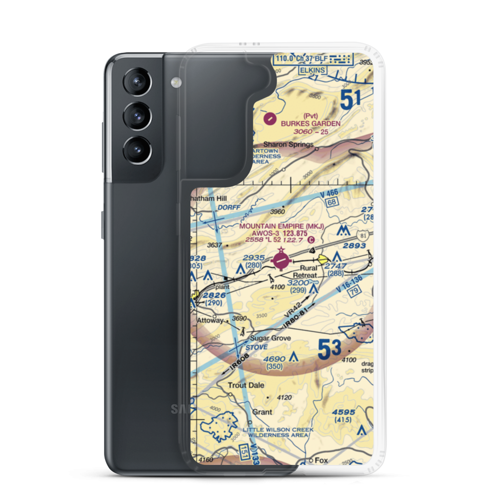 Mountain Empire Airport (MKJ) VFR Sectional Samsung Case Samsung Galaxy S21 model shown