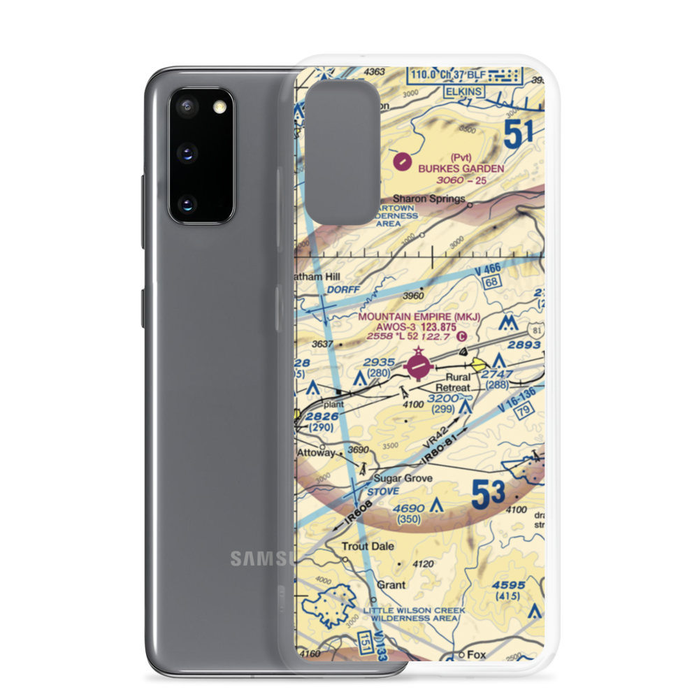 Mountain Empire Airport (MKJ) VFR Sectional Samsung Case Samsung Galaxy S20 model shown