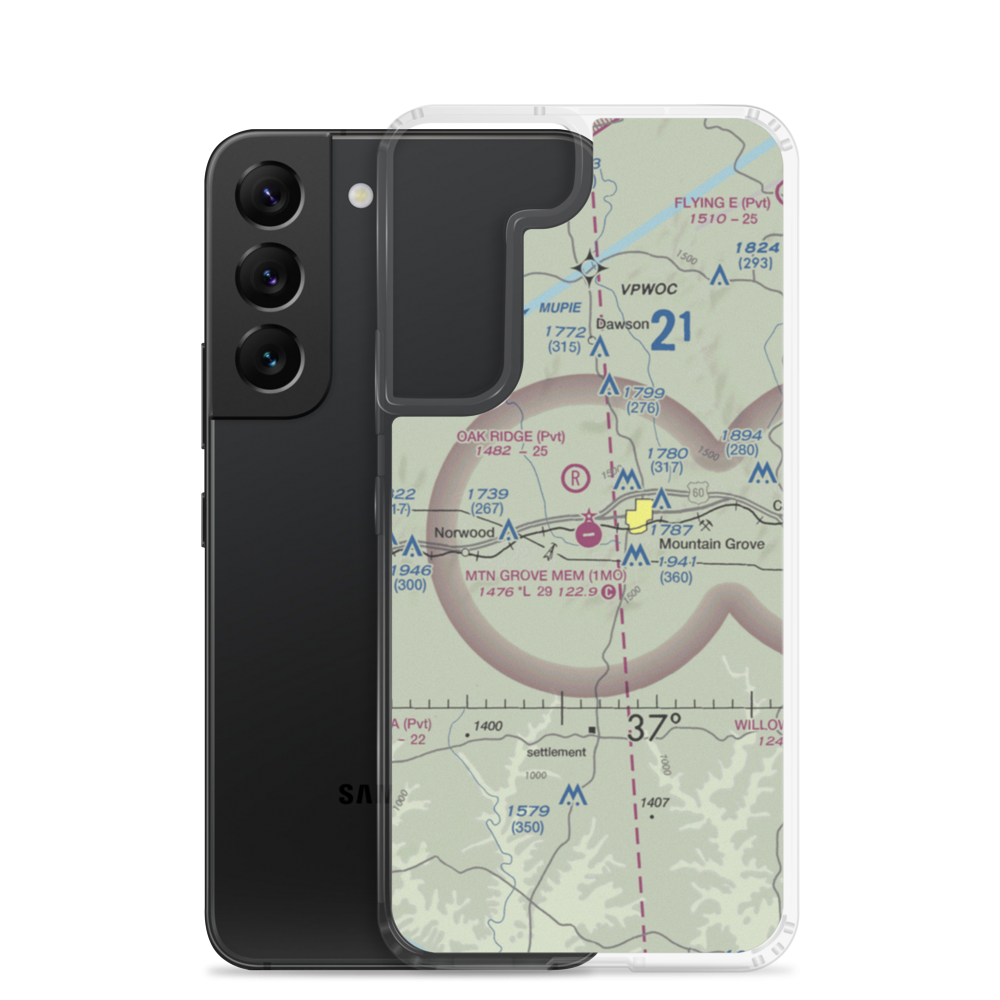 Mountain Grove Memorial Airport (1MO) VFR Sectional Samsung Case Samsung Galaxy S22 model shown