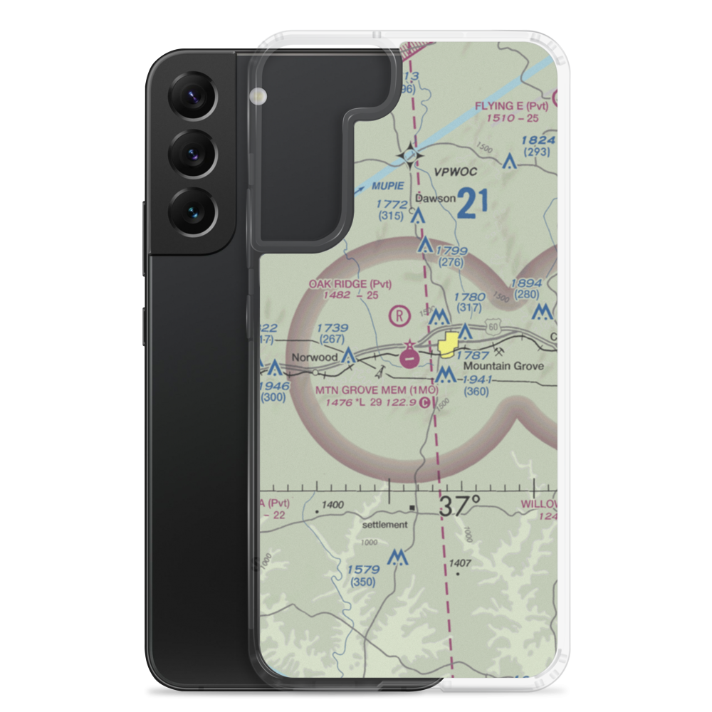 Mountain Grove Memorial Airport (1MO) VFR Sectional Samsung Case Samsung Galaxy S22 Plus model shown