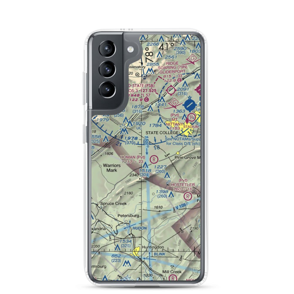 Mountain Hide-Away Airport (3PS4) VFR Sectional Samsung Case Samsung Galaxy S21 model shown