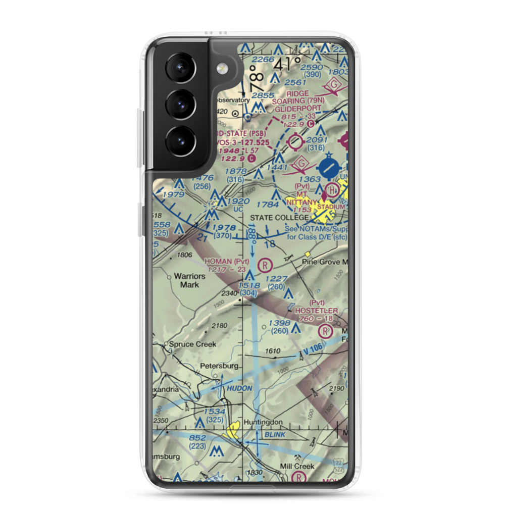 Mountain Hide-Away Airport (3PS4) VFR Sectional Samsung Case Samsung Galaxy S21 Plus model shown