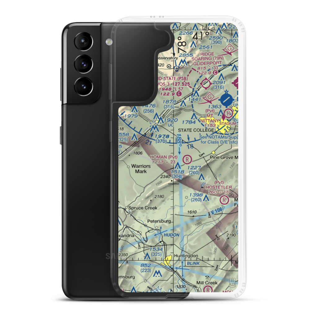 Mountain Hide-Away Airport (3PS4) VFR Sectional Samsung Case Samsung Galaxy S21 Plus model shown