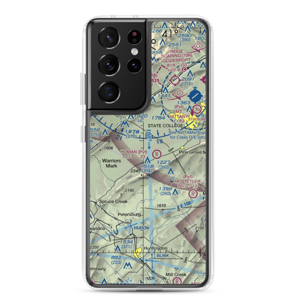Mountain Hide-Away Airport (3PS4) VFR Sectional Samsung Case Samsung Galaxy S21 Ultra model shown