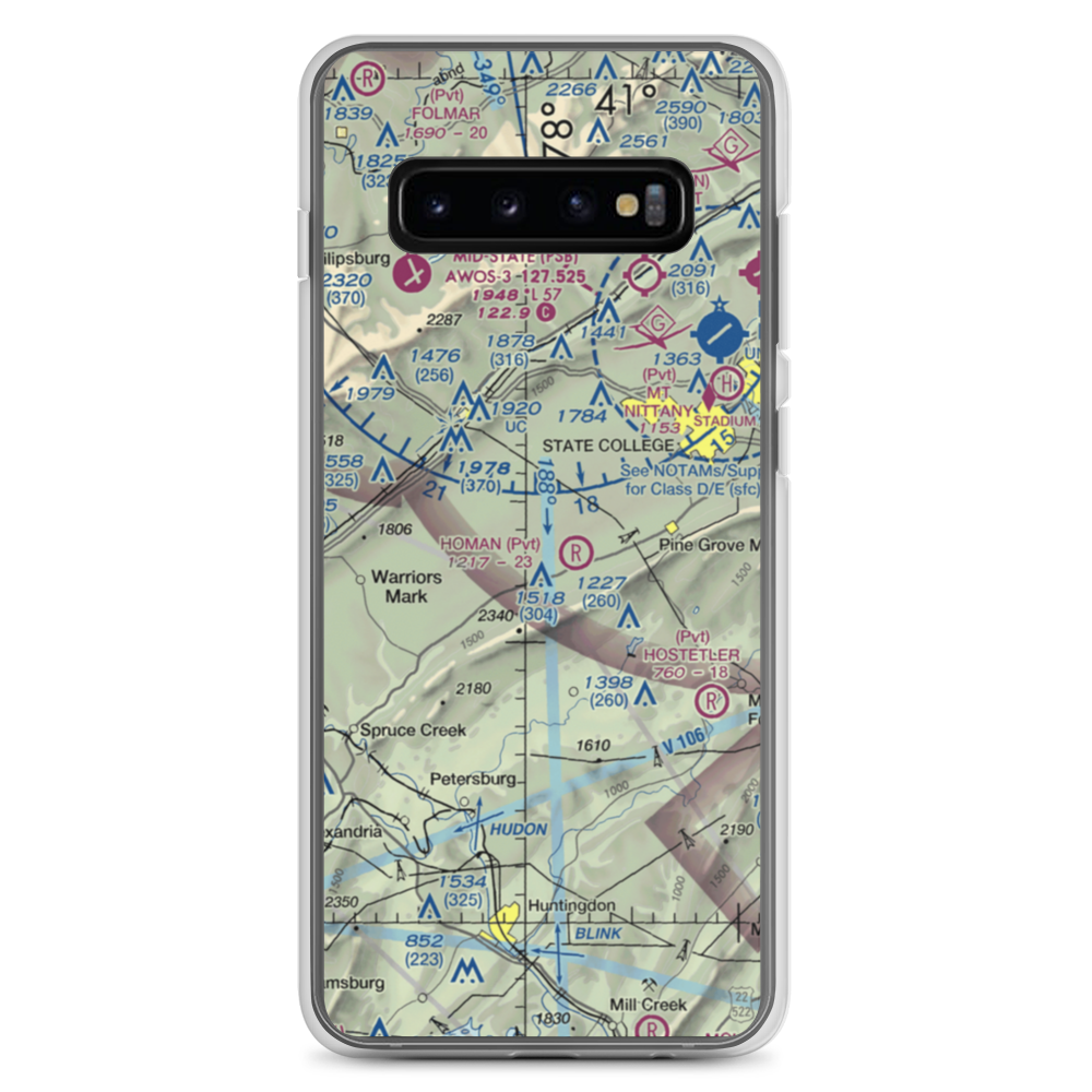 Mountain Hide-Away Airport (3PS4) VFR Sectional Samsung Case Samsung Galaxy S10+ model shown