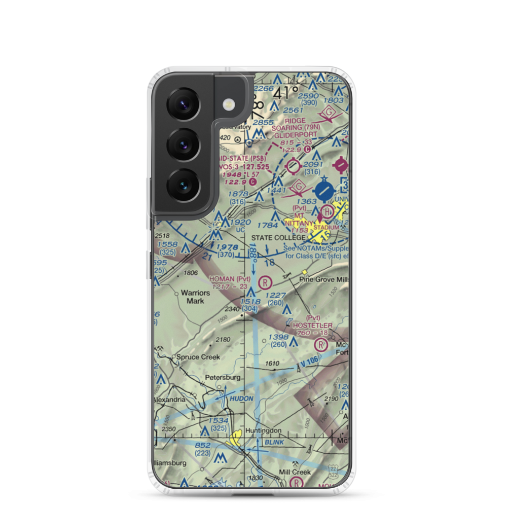 Mountain Hide-Away Airport (3PS4) VFR Sectional Samsung Case Samsung Galaxy S22 model shown