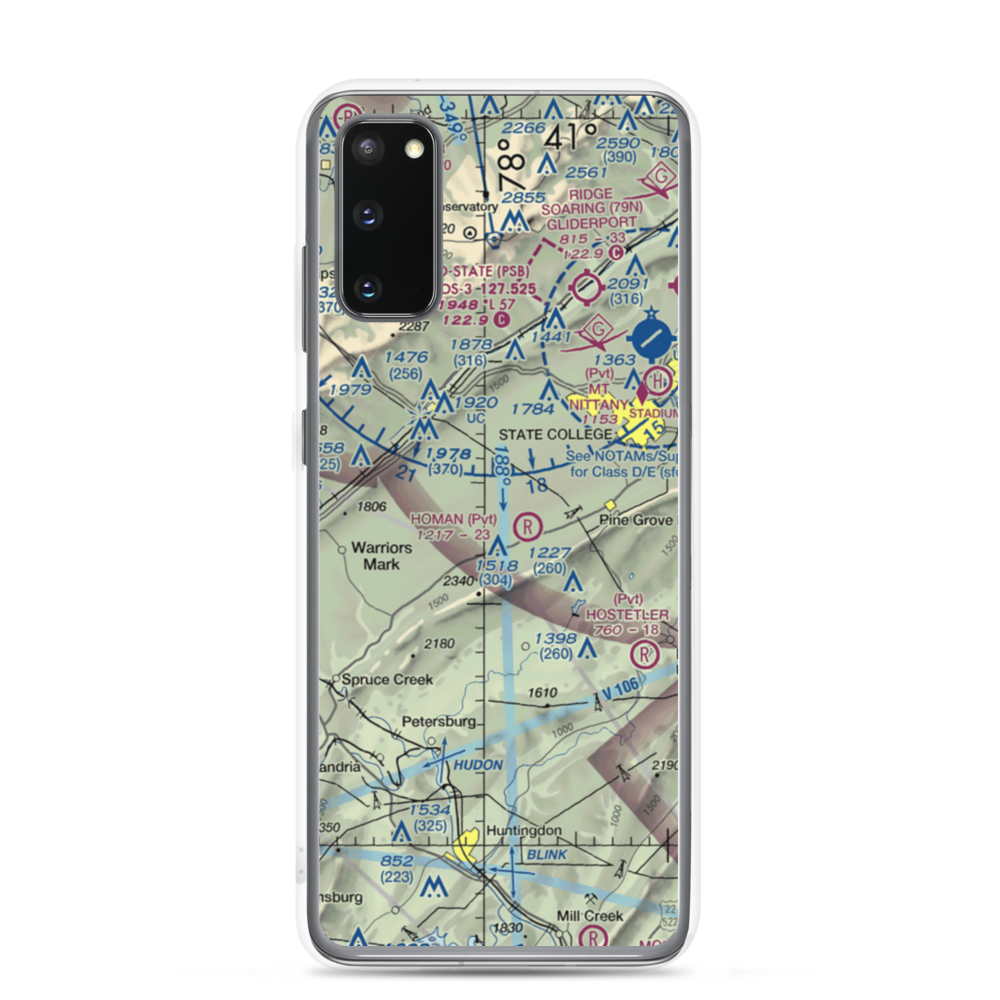 Mountain Hide-Away Airport (3PS4) VFR Sectional Samsung Case Samsung Galaxy S20 model shown