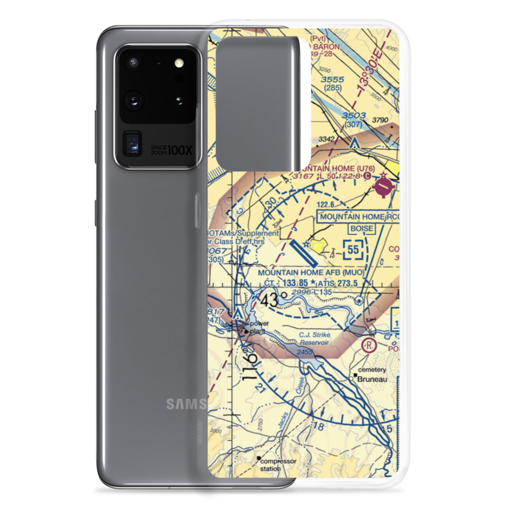Mountain Home Air Force Base (MUO) VFR Sectional Samsung Case Samsung Galaxy S20 Ultra model shown