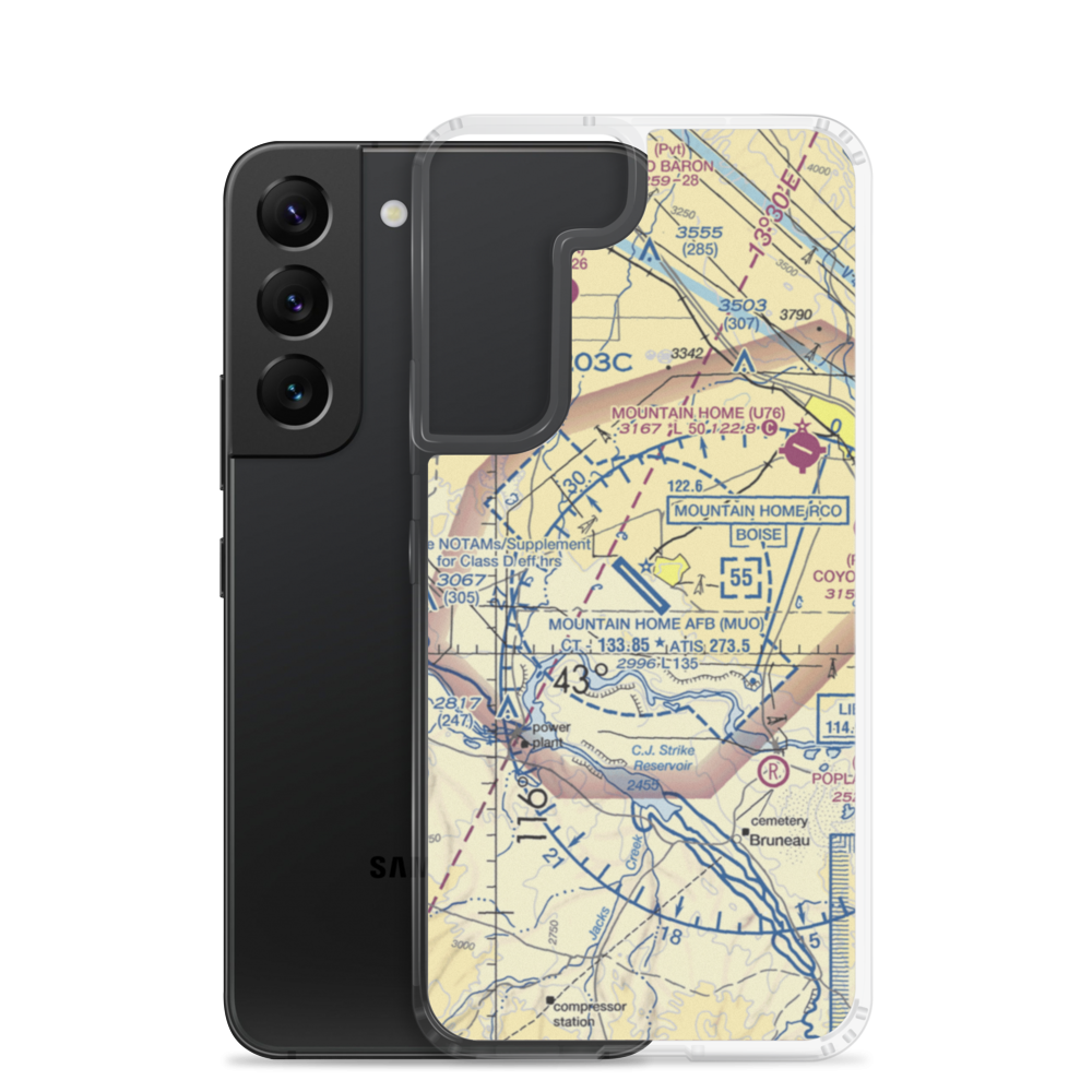 Mountain Home Air Force Base (MUO) VFR Sectional Samsung Case Samsung Galaxy S22 model shown