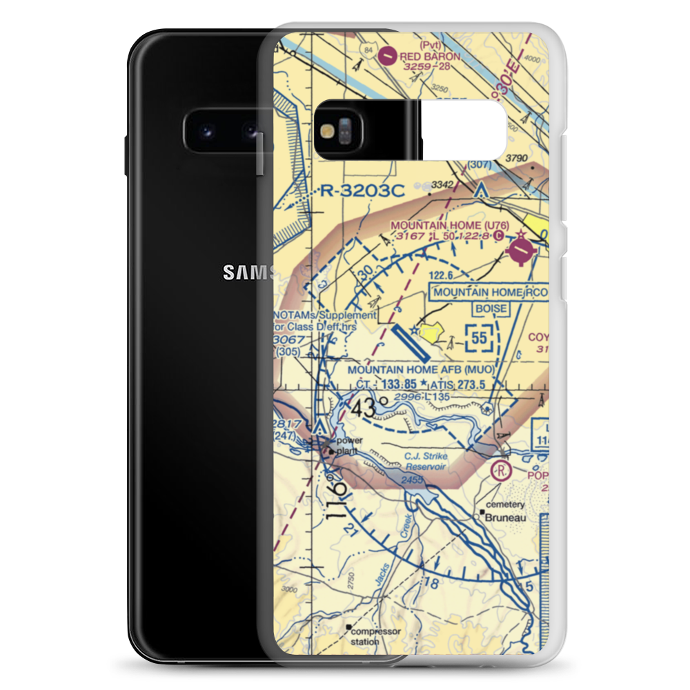 Mountain Home Air Force Base (MUO) VFR Sectional Samsung Case Samsung Galaxy S10+ model shown