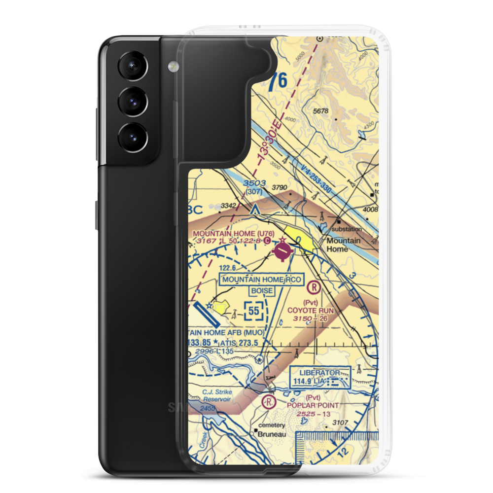 Mountain Home Municipal Airport (U76) VFR Sectional Samsung Case Samsung Galaxy S21 Plus model shown