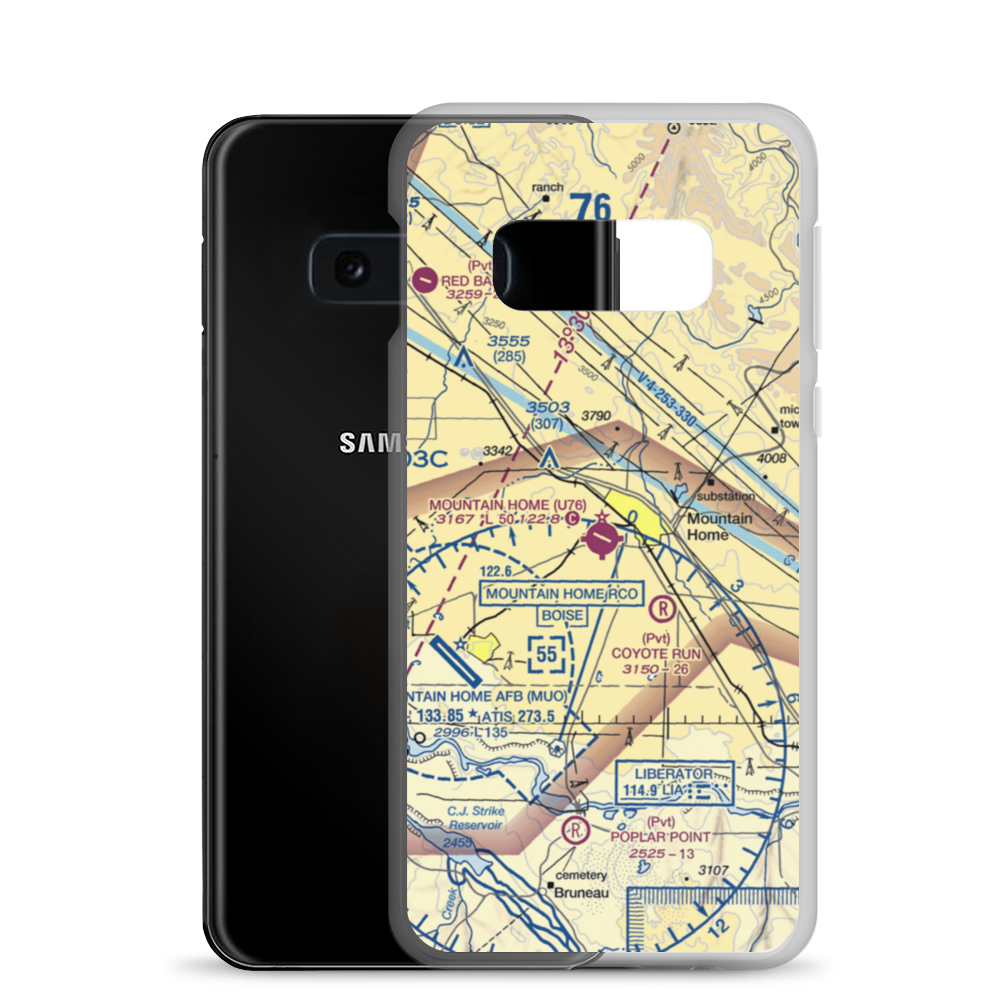 Mountain Home Municipal Airport (U76) VFR Sectional Samsung Case Samsung Galaxy S10e model shown