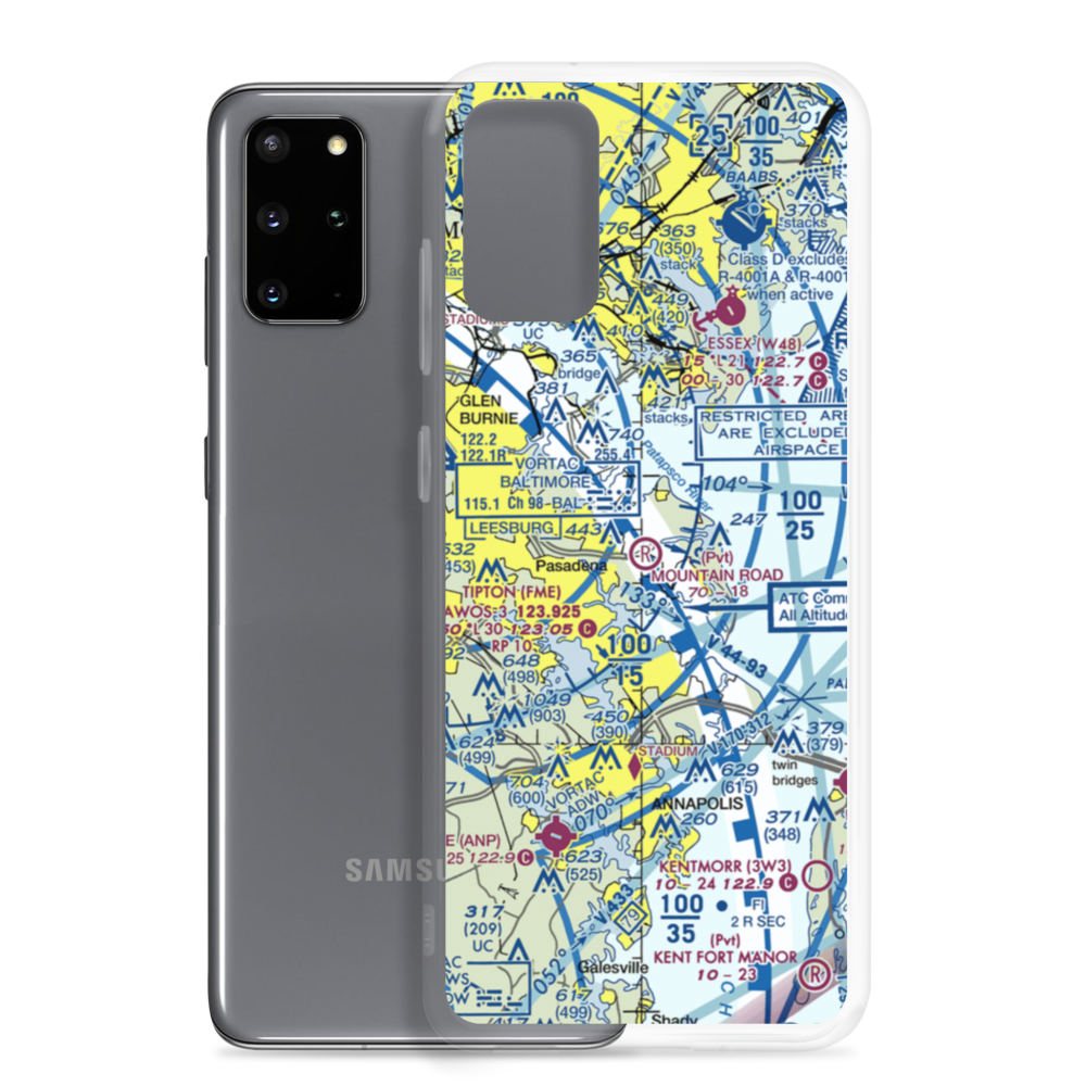 Mountain Road Airport (MD43) VFR Sectional Samsung Case Samsung Galaxy S20 Plus model shown