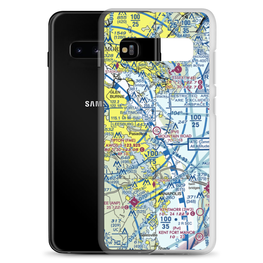 Mountain Road Airport (MD43) VFR Sectional Samsung Case Samsung Galaxy S10+ model shown