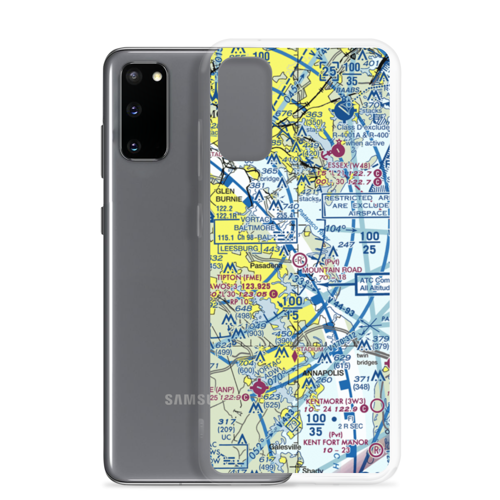 Mountain Road Airport (MD43) VFR Sectional Samsung Case Samsung Galaxy S20 model shown