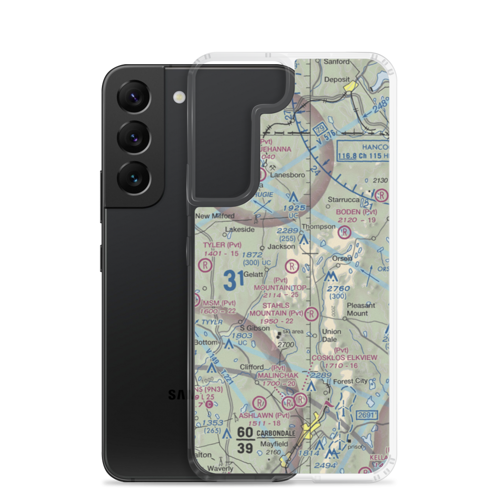 Mountain Top Airport (4PS4) VFR Sectional Samsung Case Samsung Galaxy S22 model shown
