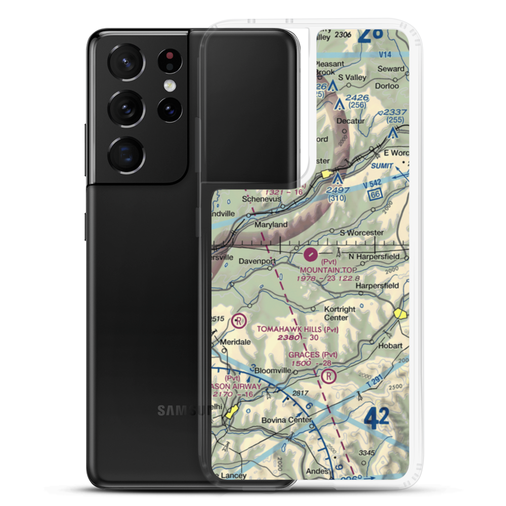 Mountain Top Airport (NY02) VFR Sectional Samsung Case Samsung Galaxy S21 Ultra model shown