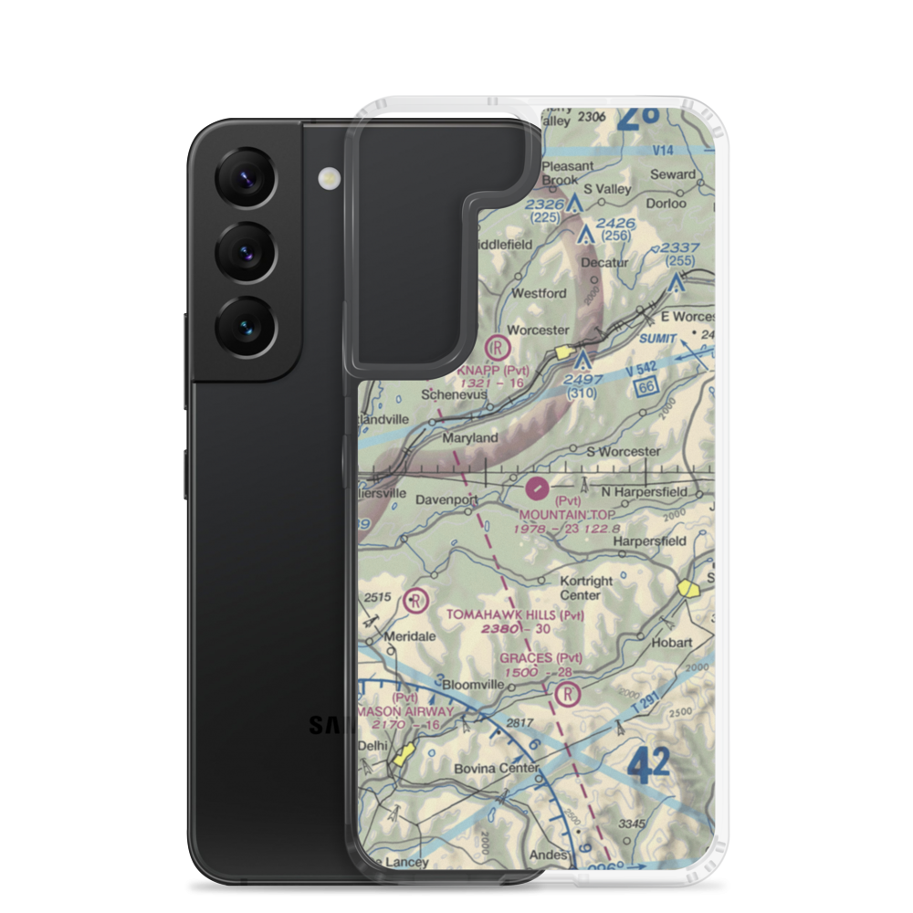 Mountain Top Airport (NY02) VFR Sectional Samsung Case Samsung Galaxy S22 model shown